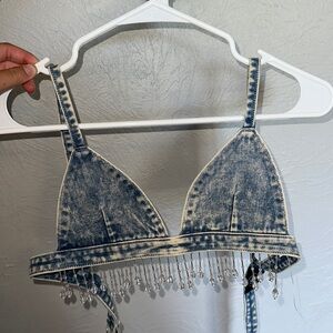 Denim cropped bra top